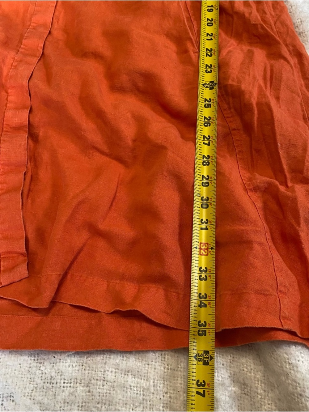 J Jill 100% Linen Button Midi Shirt Dress Womens Size L Orange Beachy Summer - Picture 6 of 6